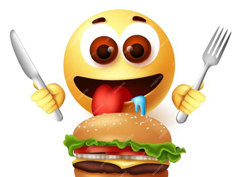 emoji face holding a hamburger